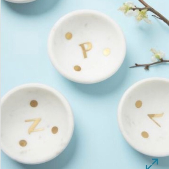Anthropologie V Monogram marble trinket bowl - Picture 1 of 5